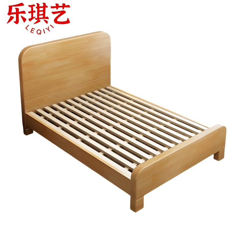 乐琪艺 单人床 原木色 200*150*46cm 张高清大图