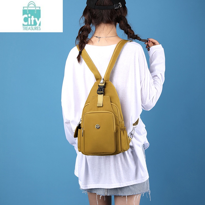 bangdou小巧双肩包女2022新款时尚牛津布女式背包三用轻便旅行胸包多