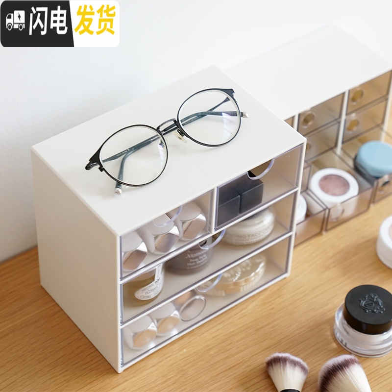 三维工匠桌面收纳盒小抽屉式整理盒塑料杂物文具办公室学生宿舍收纳高清大图