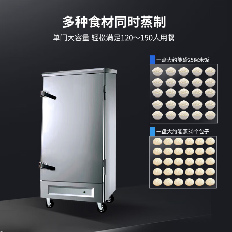 芙伦特 蒸饭柜商用蒸箱豪华款大容量单门十盘蒸饭柜 1000W/380V FLT-GT-ZFJ10-HK高清大图