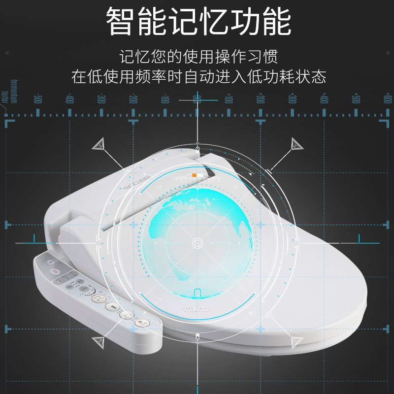 舜洁智能马桶盖全自动座圈加热清洗助便臀洗妇洗家用UV通用坐便器盖WG6021B