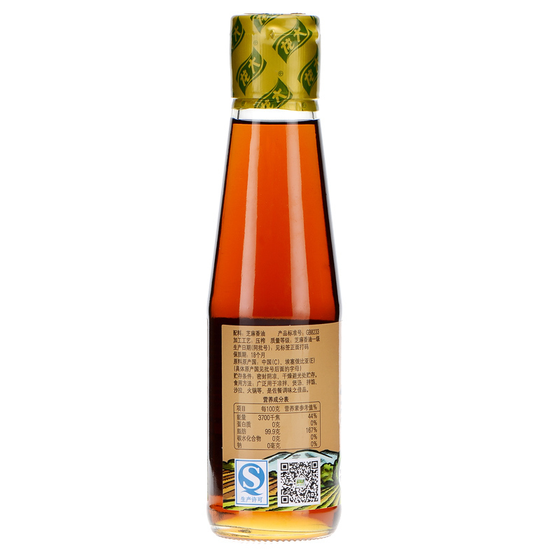 龙大 食用油 芝麻香油一级 220ml/瓶 24瓶/箱 头道初榨 滴滴生香