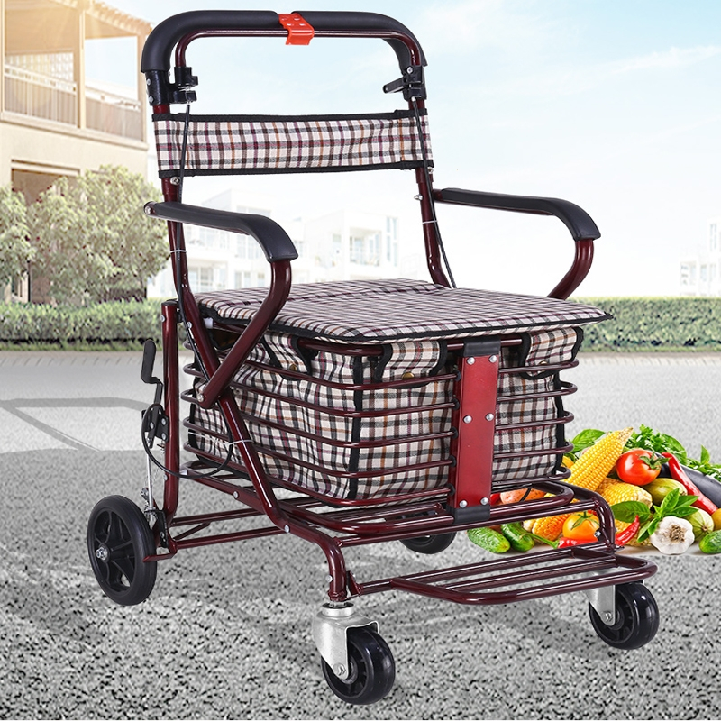 代步车折叠购物车座椅可坐四轮买菜助步时光旧巷可推小拉车老人手推车