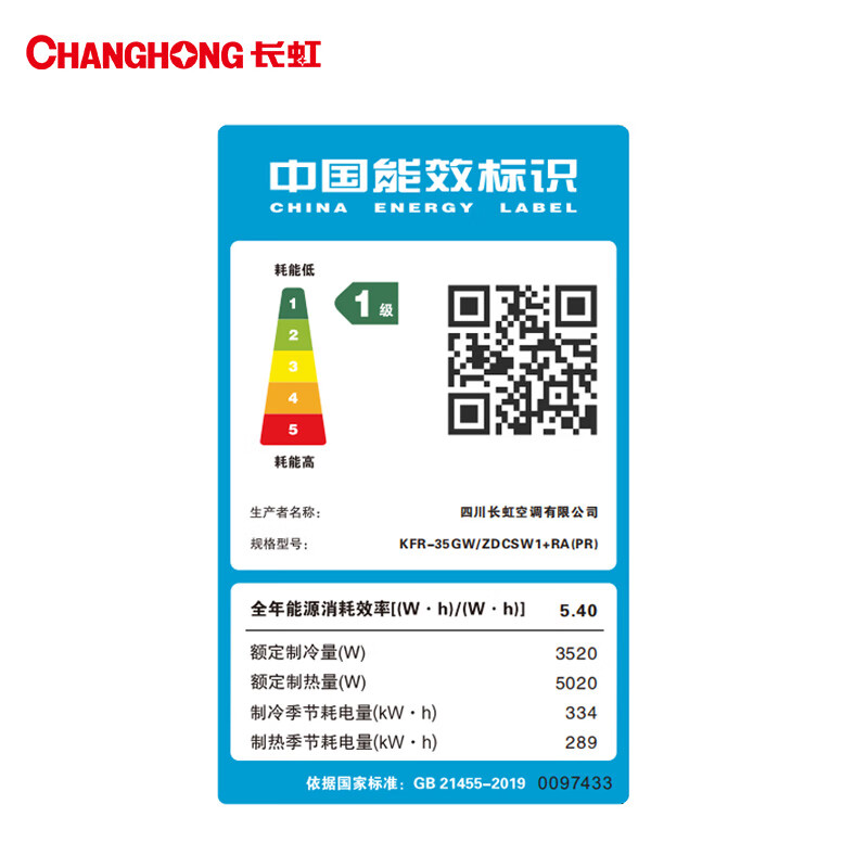 长虹空调大1.5匹熊猫懒Pro超一级省电外机双排纯铜管变频挂机 KFR-35GW/ZDCSW1+RA(PR) 国家补贴高清大图