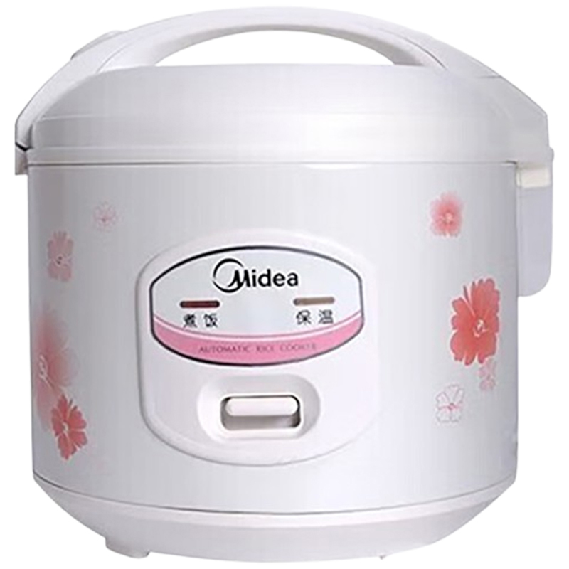 美的电饭锅4L机械不粘内胆家用迷你白色印花电饭煲YJ408J