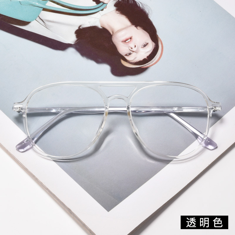 尚境新款圆框复古插芯板材镜腿眼镜框超轻TR眼镜架双梁光学眼镜 透明镜框