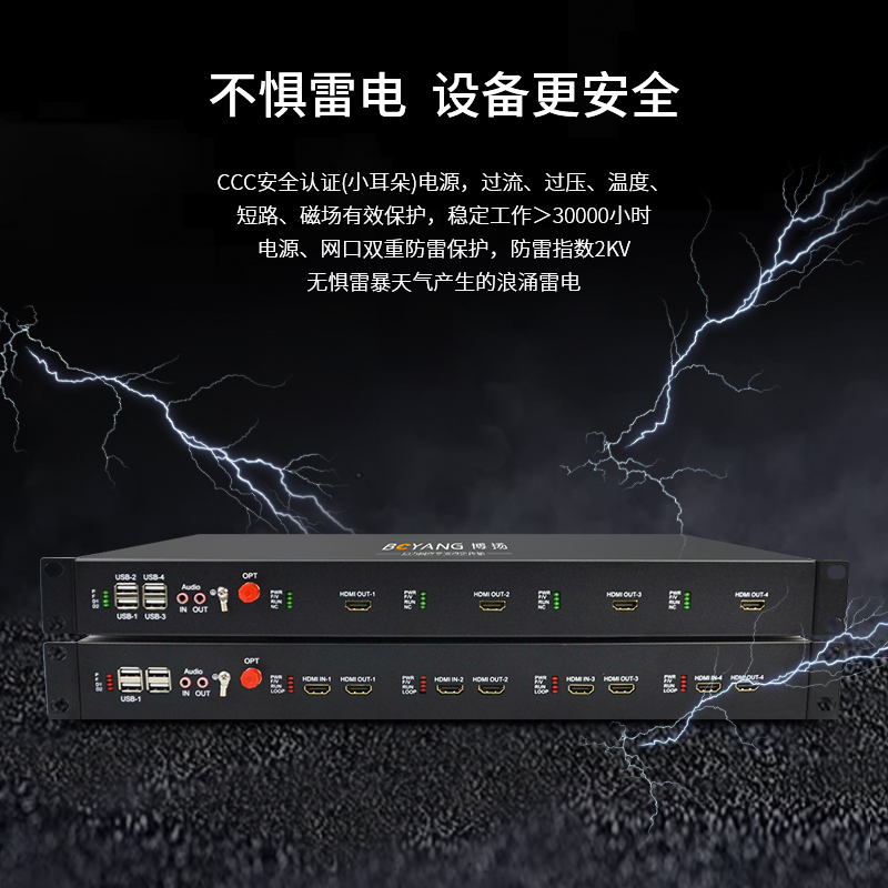 博扬 4K HDMI视频光端机4096*2160P 1路双向HDMI2.0+1路双向音频延长器 BY-4KHh2.0Aa