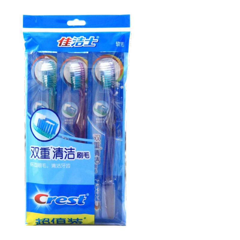 佳洁士双重清洁刷毛牙刷72支/包 单位:包