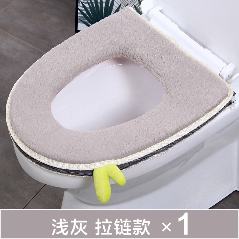 毛绒加厚马桶坐垫家用冬季马桶圈坐便器拉链式通用马桶套暖垫四季 三维工匠马桶垫高清大图