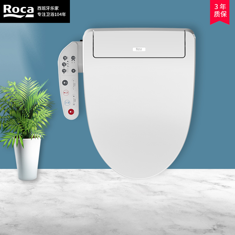 roca乐家卫浴即热智能马桶盖柔方形智能盖板多功能坐便器盖欧乐净
