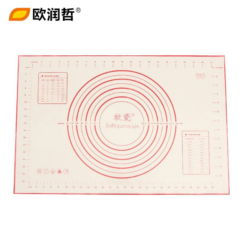 欧润哲(ORANGE) 硅胶和面不沾垫耐高温揉面垫大号带尺寸标识图烘焙工具201014