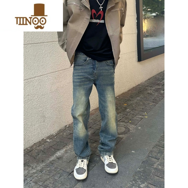 YANXU复古美式高街cleanfit穿搭男女款牛仔裤显瘦直筒宽松百搭休闲裤潮高清大图