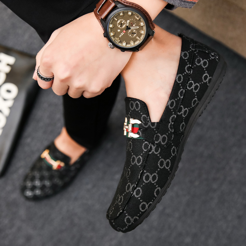 苏芈2021新款豆豆鞋男韩版潮流休闲一脚蹬社会精神小伙鞋懒人百搭布鞋