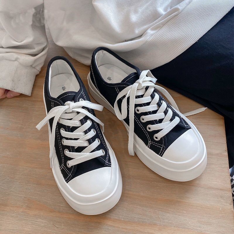 粉色韩系学院风大头帆布鞋女小白鞋百搭ulzzang板鞋ins潮休闲单鞋经典