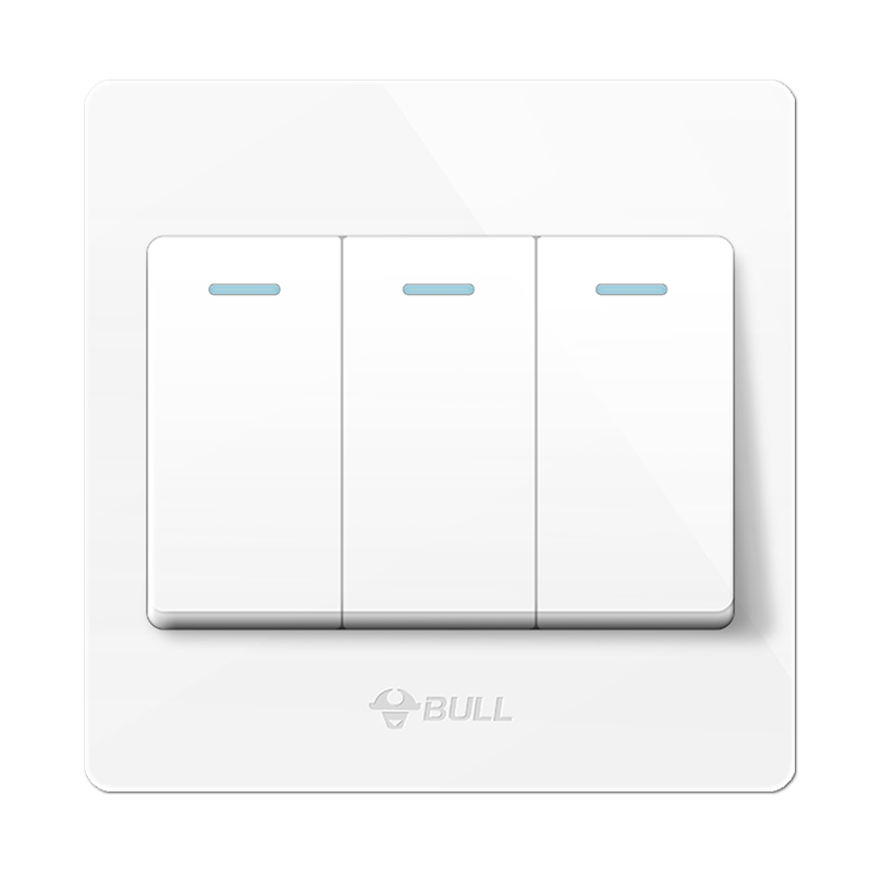 g07经典白三开单控开关86型墙壁暗装三位3位电源三联三控开关插座面板