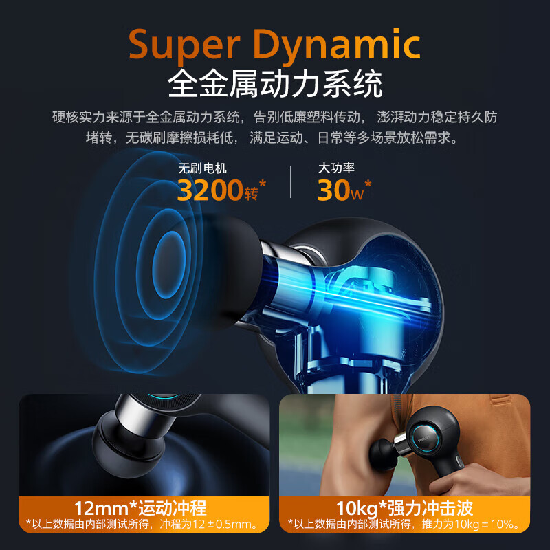 飞利浦(PHILIPS)筋膜枪大金刚肌肉放松按摩器专业级运动健身家用按摩仪颈膜枪3201G