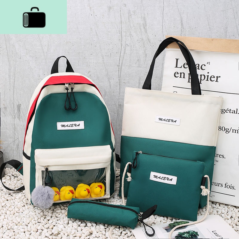 帆布书包女学生韩版ins超火高中初中双肩包女2019新款网红小背包NEWLAKE高清大图