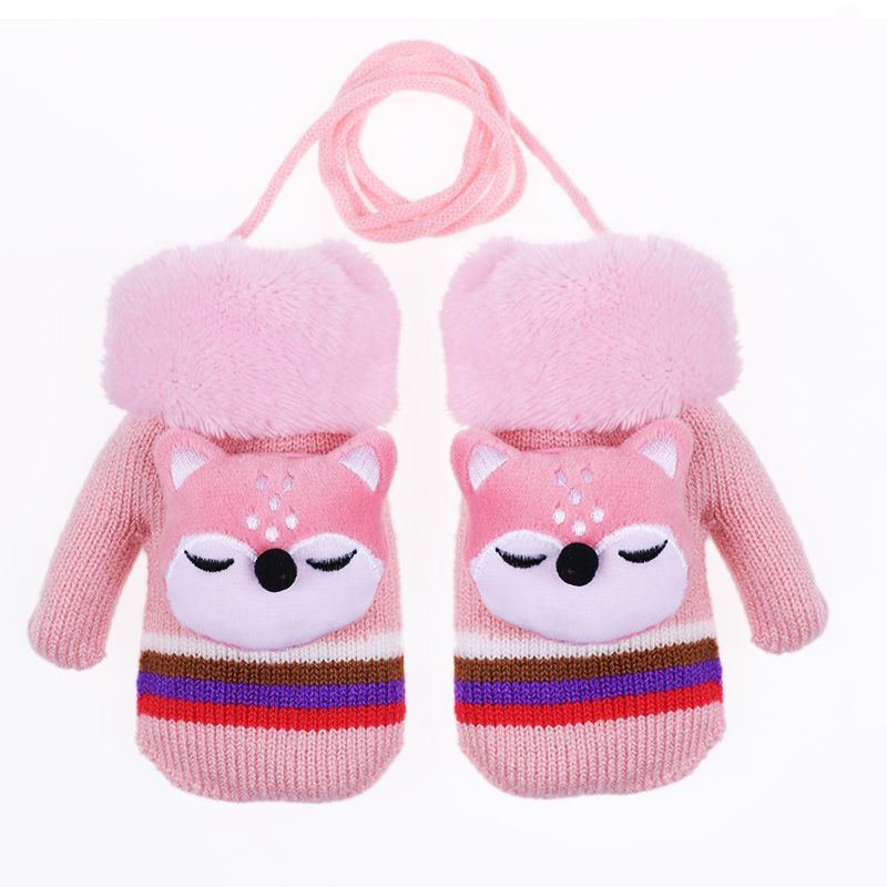 秋冬季儿童手套保暖加绒小孩宝宝男生女童男孩女孩毛线手套112岁小