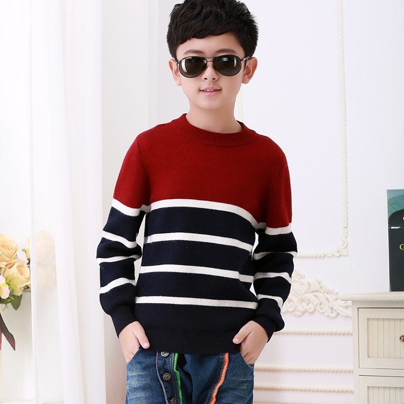 新款儿童羊毛衫男童套头针织衫加厚毛衣中大童保暖加肥加大