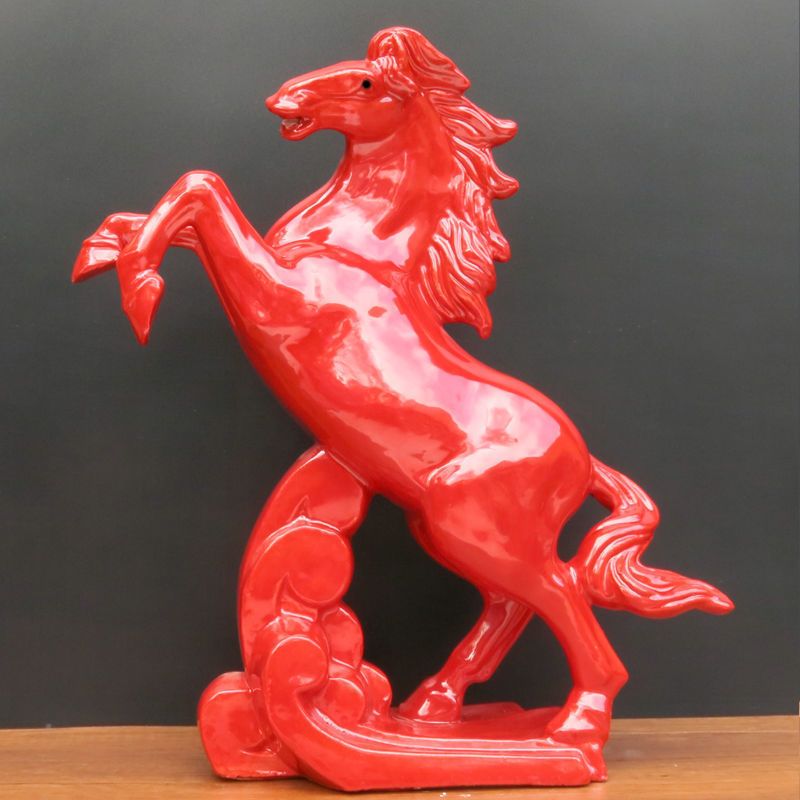 唐三彩马陶瓷红马摆件家居客厅办公室摆设招财马工艺品礼品