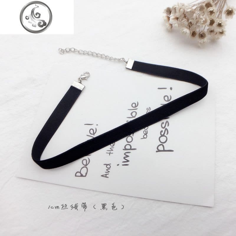 日韩复古欧美简约黑色丝绒带choker细颈带百搭项圈锁骨项链 JiMi图片
