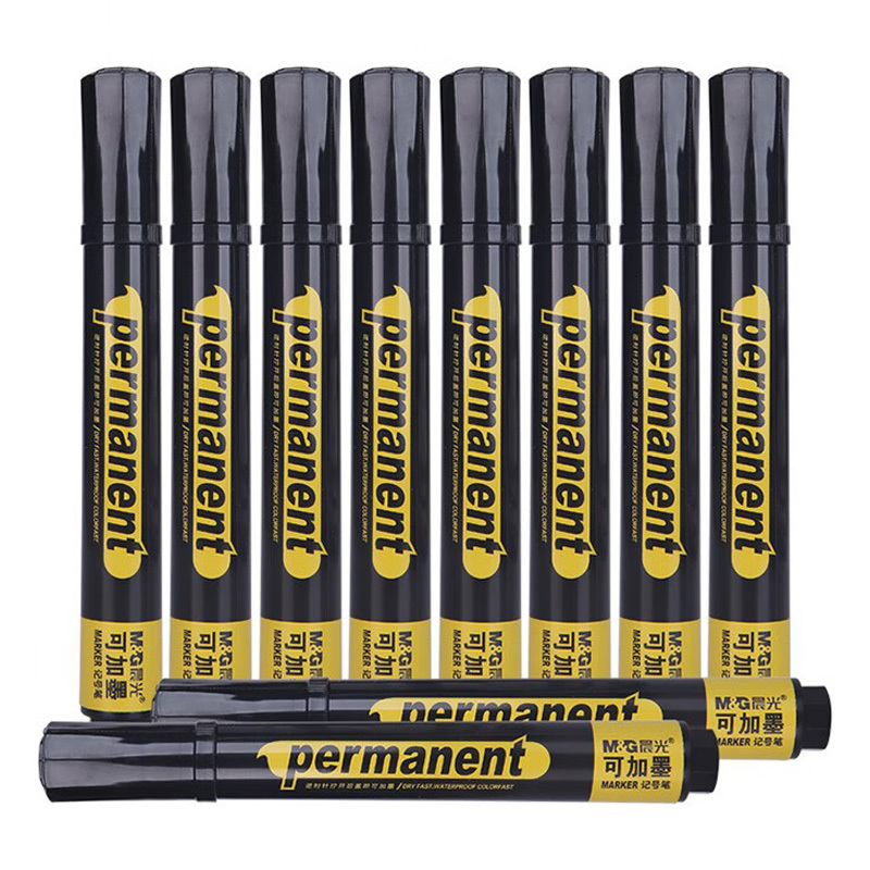 晨光记号笔书写顺滑大容量速干可加墨单头款黑色APM26302A