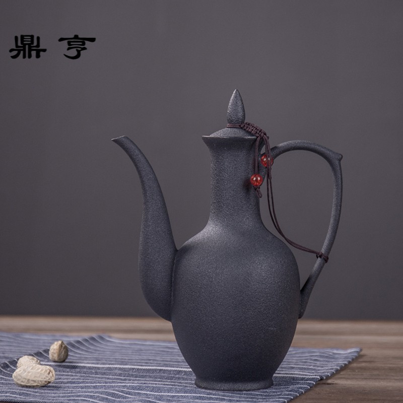 鼎亨白酒分酒器家用一斤酒壶小酒杯陶瓷圆形托盘送礼酒具