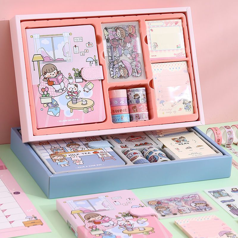 可爱卡通仙女手账本套装全套网红手帐本少女心中小学生笔记本本子