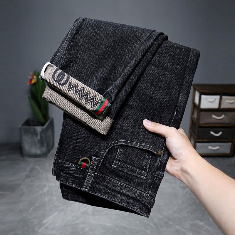 加绒男士牛仔裤 直播加厚牛仔裤弹力男款 秋冬轻奢牛仔裤男裤图片