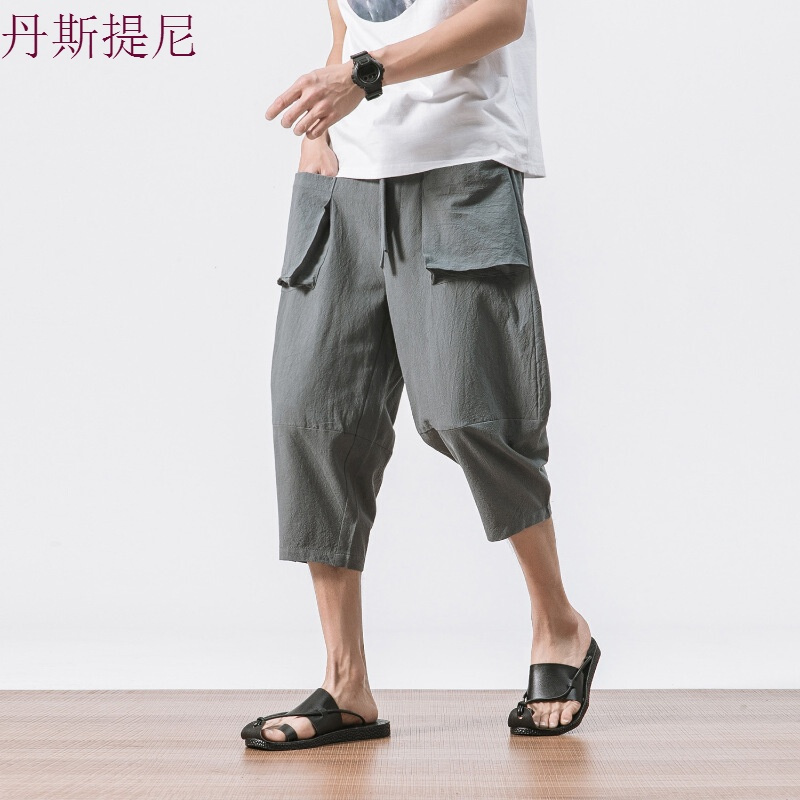 泰国裤子灯笼裤男宽松亚麻短裤尼泊尔七分裤阔腿大裆萝卜沙滩裤夏