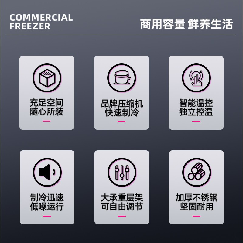 乐创(lecon)商用双门展示柜 立式保鲜陈列柜960L工程豪华款全冷藏 LC-J-CLB96