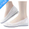 SUNTEK护士鞋女白色平底中坡跟夏季美容鞋上班鞋镂空透气小白鞋工作鞋女