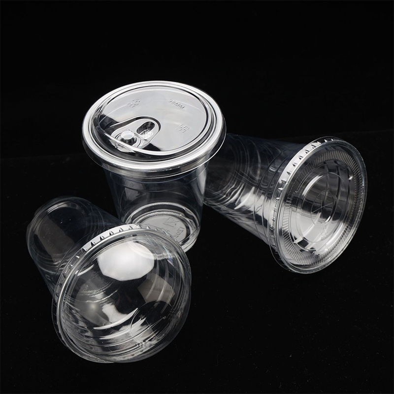 智美环球 98口径PET一次性奶茶杯子[加厚款400ml杯+直饮盖+吸管防漏纸]100只高清大图