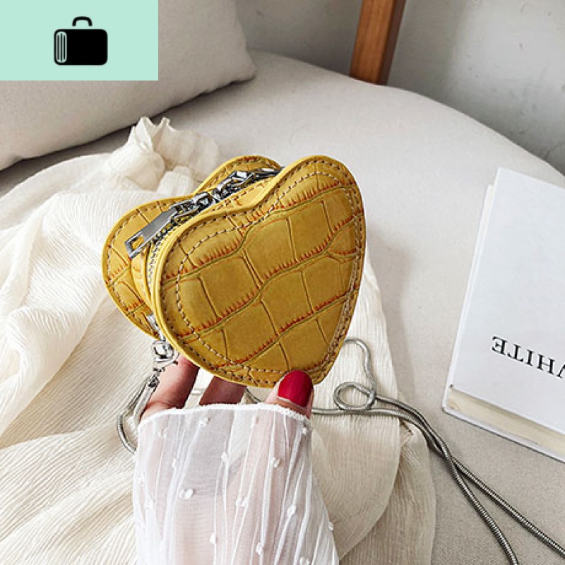 迷你小包包女2020新款韩版洋气链条单肩爱心包时尚百搭斜挎零钱包NEWLAKE 黄色不可放手机