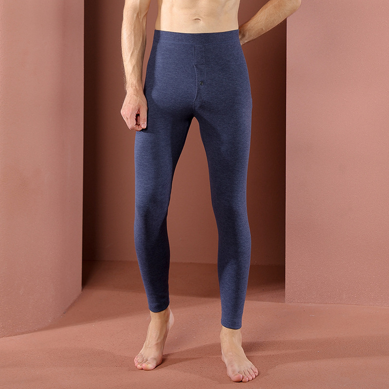 男士云感薄绒保暖裤男款加厚大码德绒秋裤男修身打底线裤中老年人高清大图