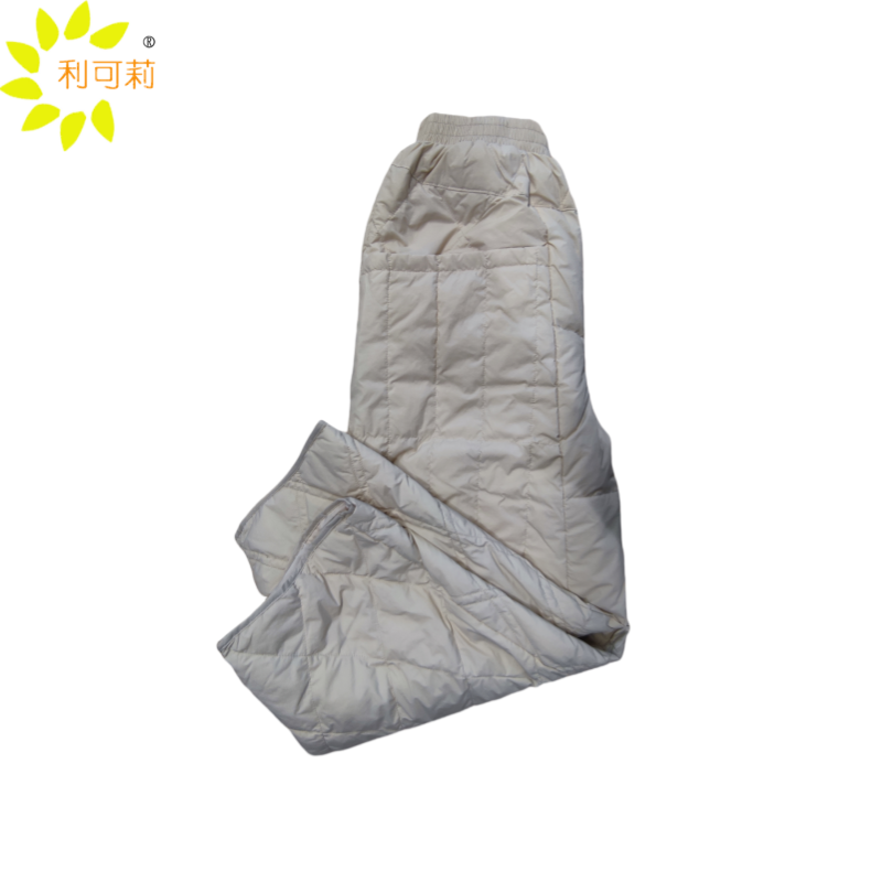 利可莉 羽绒裤女士防寒裤宽松版 M-XL米白色 条