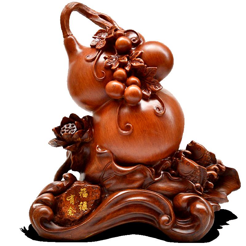 美帮汇福禄有余家居木纹葫芦摆件 乔迁开业礼品生日寿礼高清大图