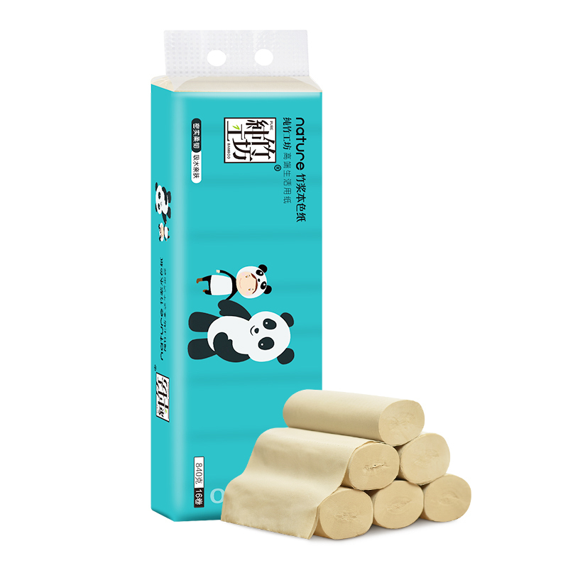 纯竹工坊 卷纸 4层840克*3提(共48卷)青漾柔韧系列 家庭清洁用纸竹浆无芯卷纸