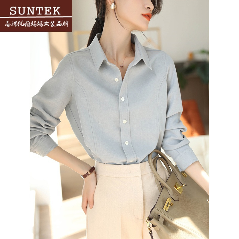 suntek加厚磨毛细绒衬衫女装新春秋长袖上衣叠穿内搭打底衬衣外套冬