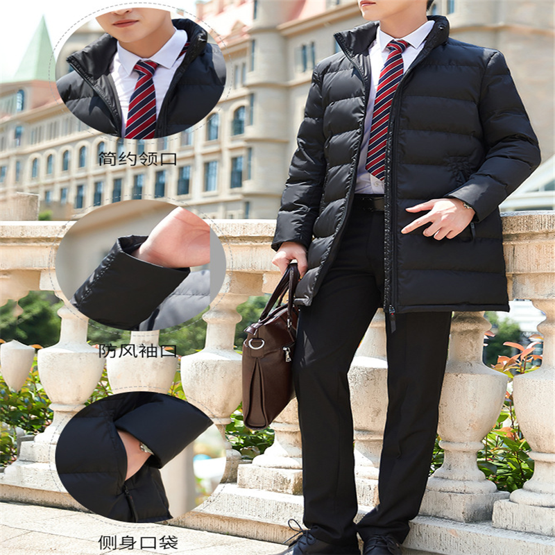 森团职业羽绒棉服中长款男