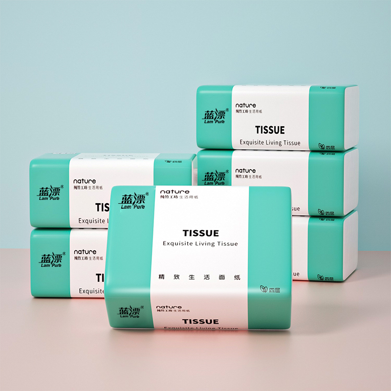 蓝漂竹浆白色抽纸6包LP-49686