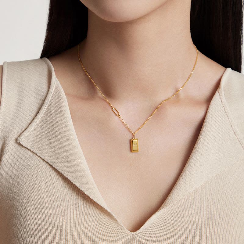 周大福珠宝首饰金砖拼接链足金黄金项链吊坠计价(工费:880计价) F226470图片