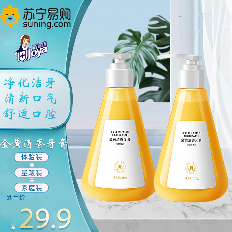 洁宜佳 黄金清香牙膏 210g*2瓶 留兰香 香口牙膏清香洁净 去口气清新口男女 官方正品