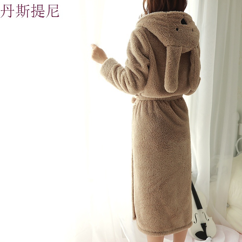 珊瑚绒睡袍女冬浴袍加厚加长款韩版保暖甜美可爱睡衣秋季浴衣秋冬