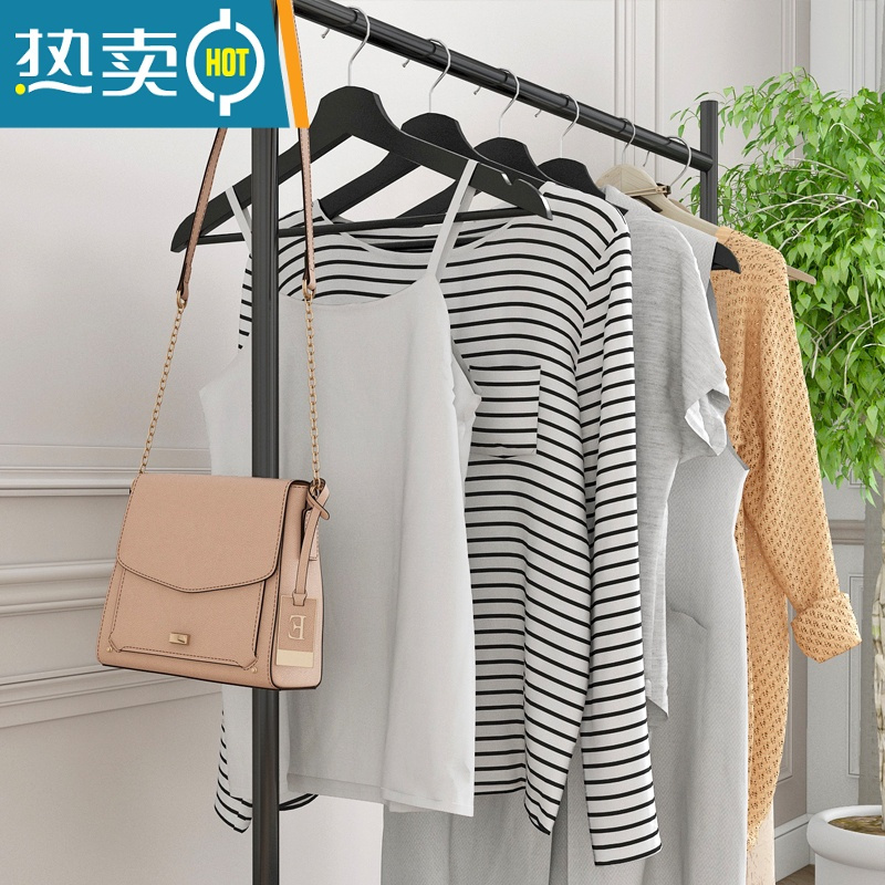 敬平晾衣架落地卧室挂衣服架子折叠室内简易凉晒衣杆家用单杆式衣帽架 经典款黑色100长 1个晾衣杆