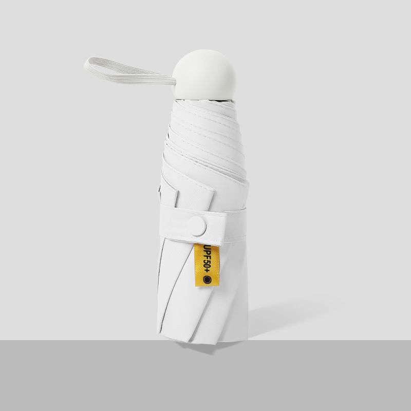 五折伞晴雨两用女太阳伞防紫外线胶囊伞折叠迷你雨伞 【皓月白】五折全遮光-8骨无盒五折伞