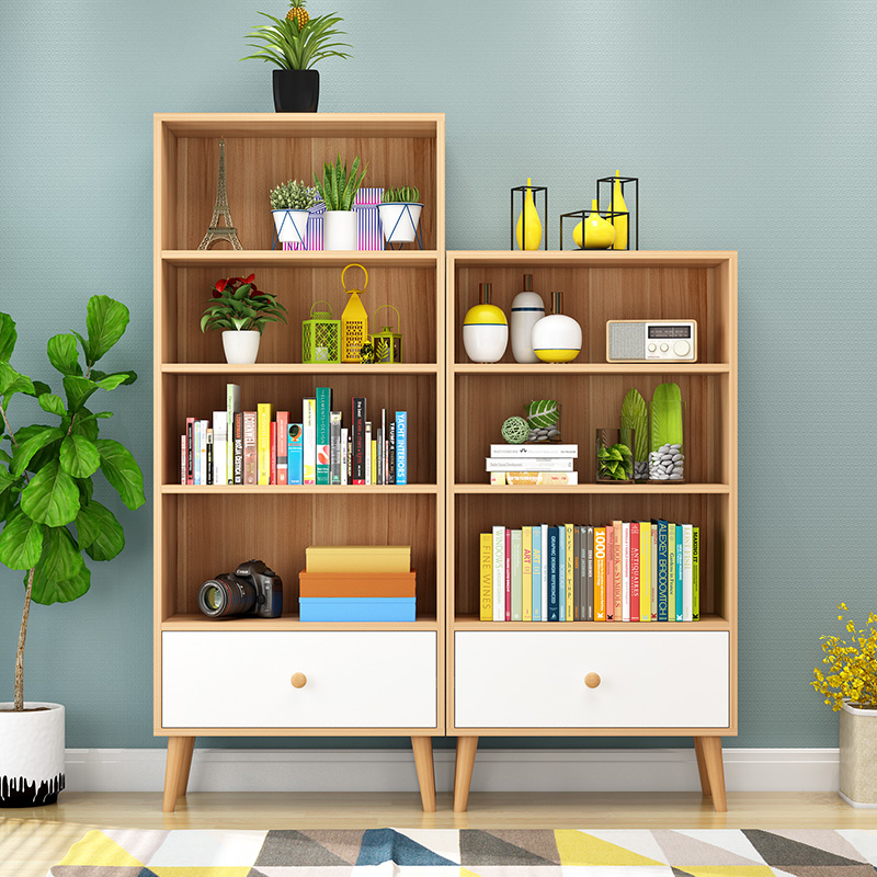 鑫环境 落地书架木制组合书架简约客厅收纳架书柜卧室简易桌上面置物架学习书架书籍置物架省空间高清大图