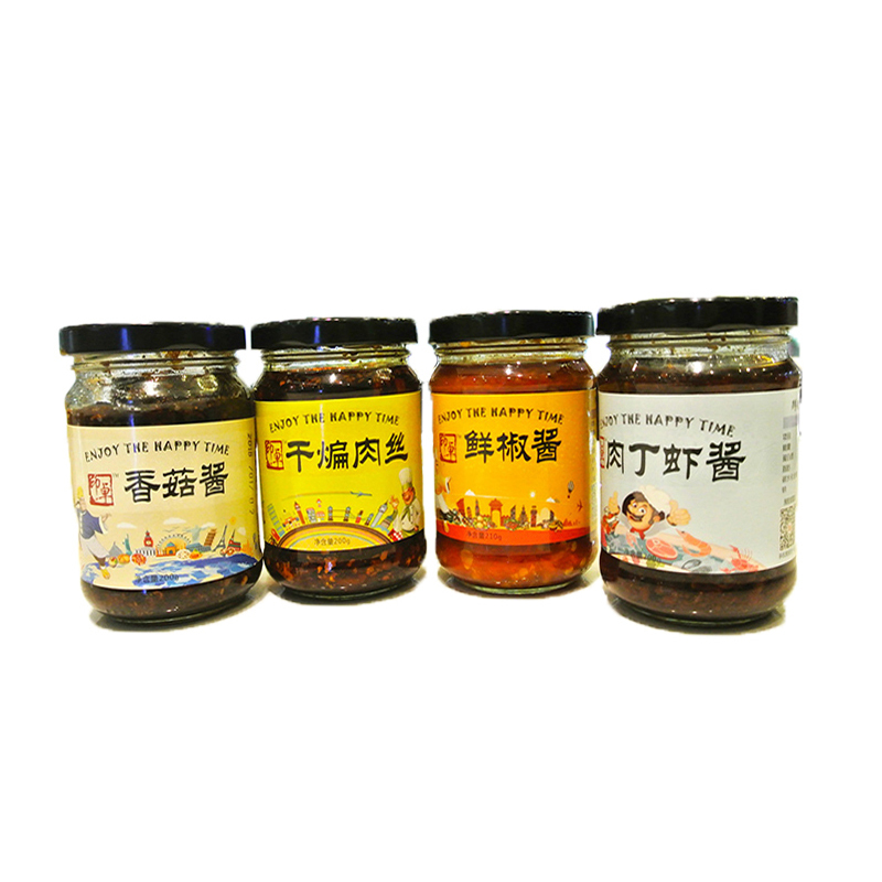 印卓 香菇酱+鲜椒酱+干煸肉丝酱+肉丁虾酱4口味组合装 200g*4瓶 下饭拌饭酱