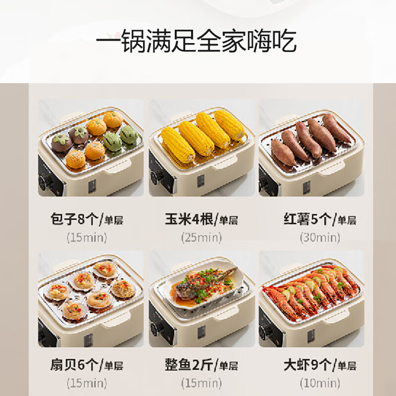九阳(Joyoung)2100W电蒸锅电煮锅电火锅多功能锅家用蒸包子锅蒸炖锅电热锅双层年货送长辈送老人DZ120HG-G