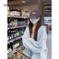 NEW LAKE山东即墨卫衣外套女春秋款2024新款chic早秋蓝色拉链连帽开衫